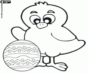 Pollito y pequeño huevo de Pascua para colorear pintar e imprimir